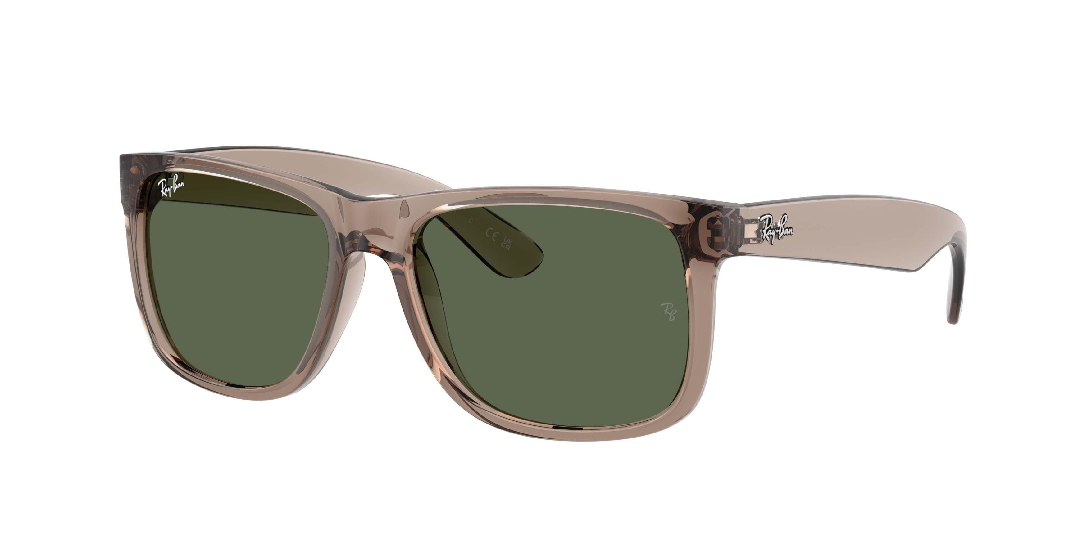 Ray-Ban Justin Classic Dark Green Sunglasses - Transparent Brown - BROWN/GREEN